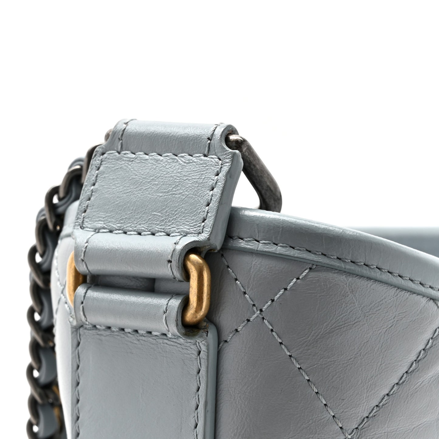 Aged Calfskin Quilted Medium Gabrielle Hobo Light Blue
