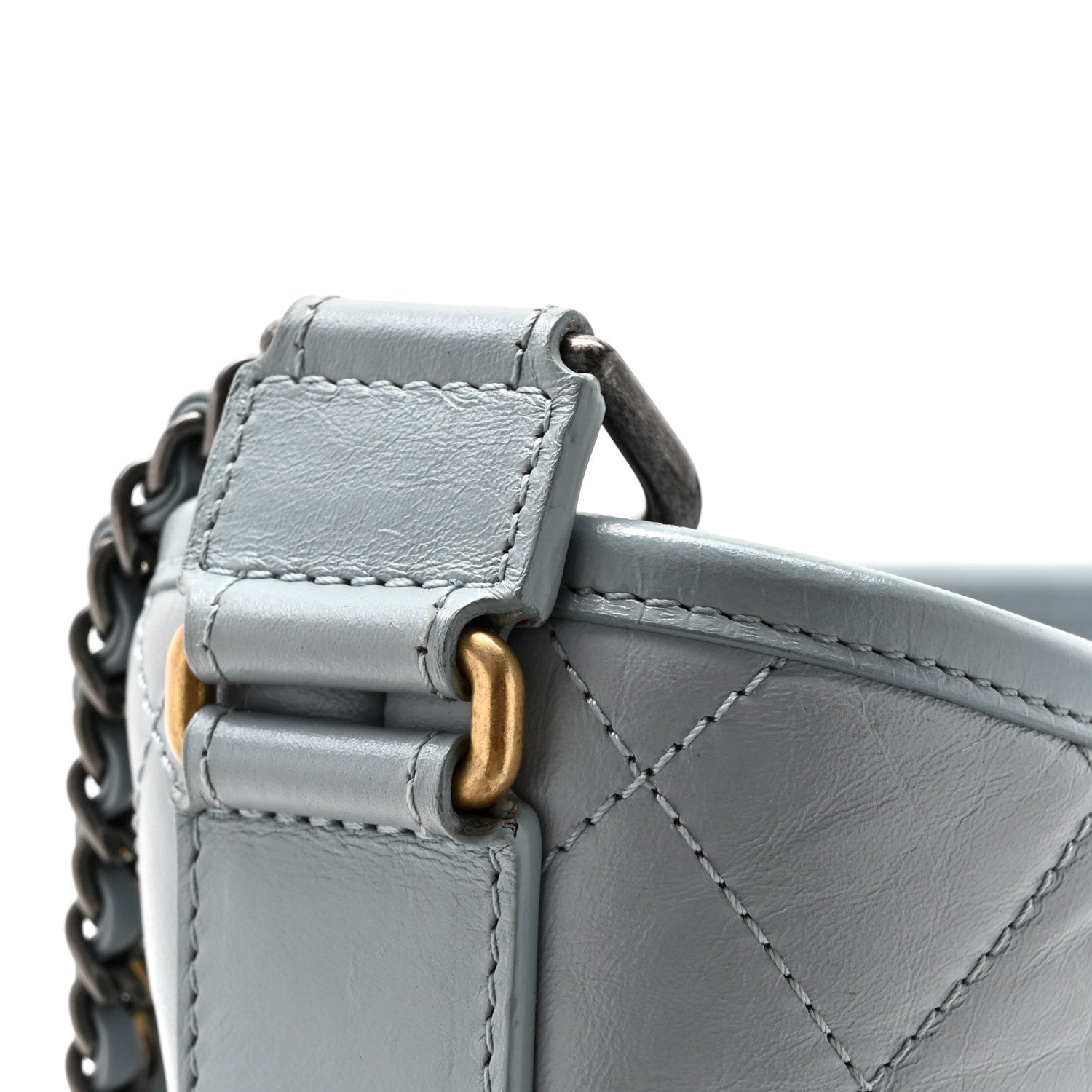 Chanel Aged Calfskin Quilted Medium Gabrielle Hobo Light Blue 12 of 12