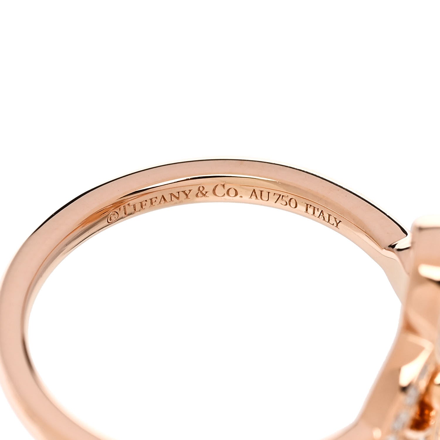 Tiffany 18K Rose Gold Diamond Fleur de Lis Ring 52 6 4 of 4