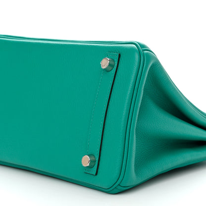 Hermes Taurillon Novillo Verso Birkin 25 Vert Verone Rose Lipstick 10 of 11