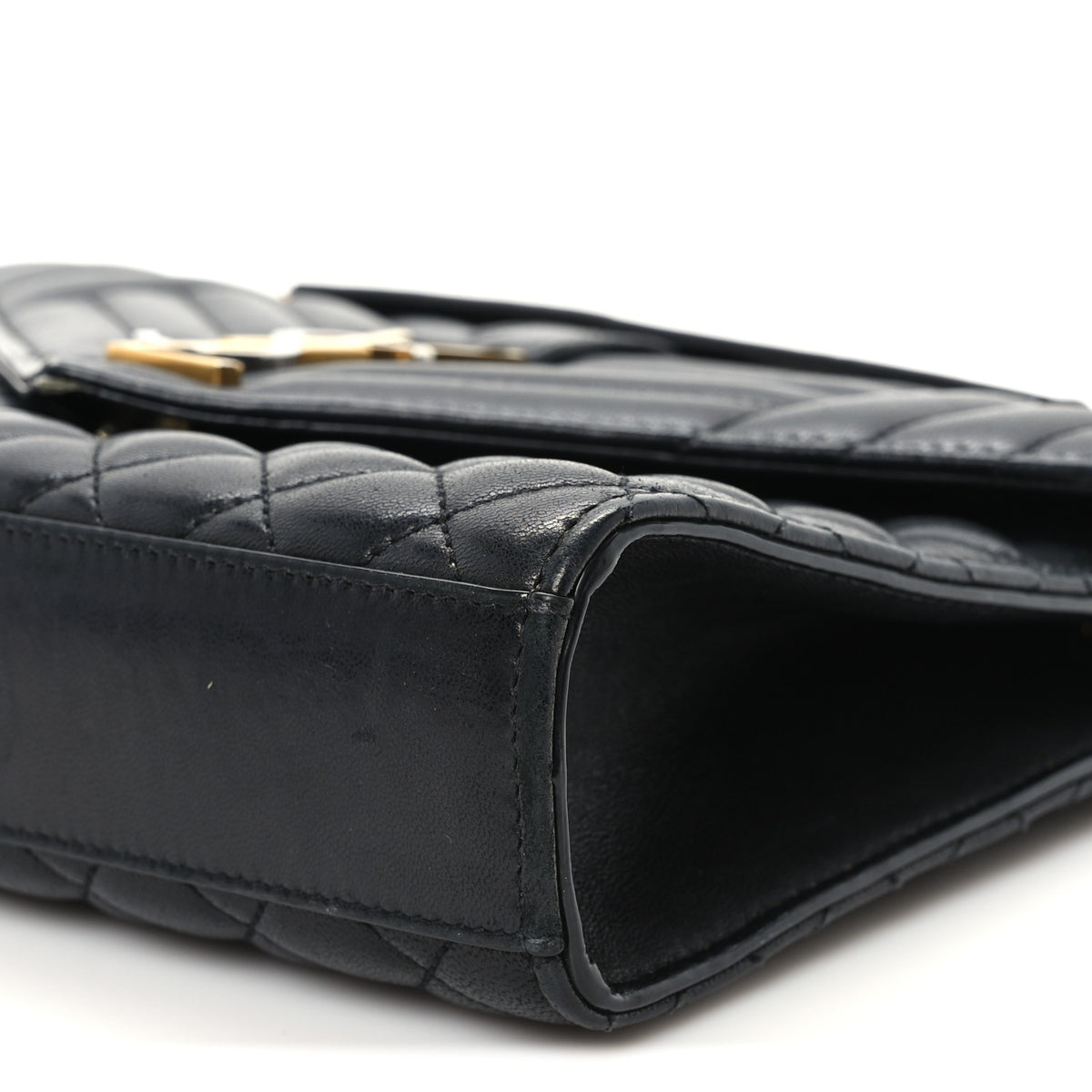 Lambskin Mixed Matelasse Triquilt Medium Monogram Satchel Black