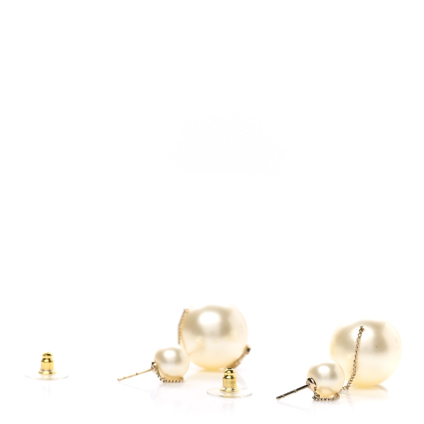 Pearl CC Chain Drop Earrings Gold