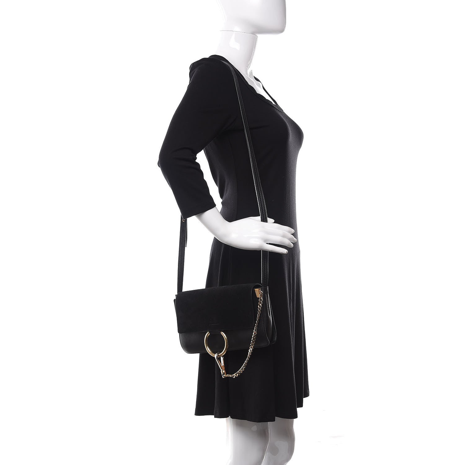 Chloe Suede Calfskin Small Faye Shoulder Bag Black 2 of 9