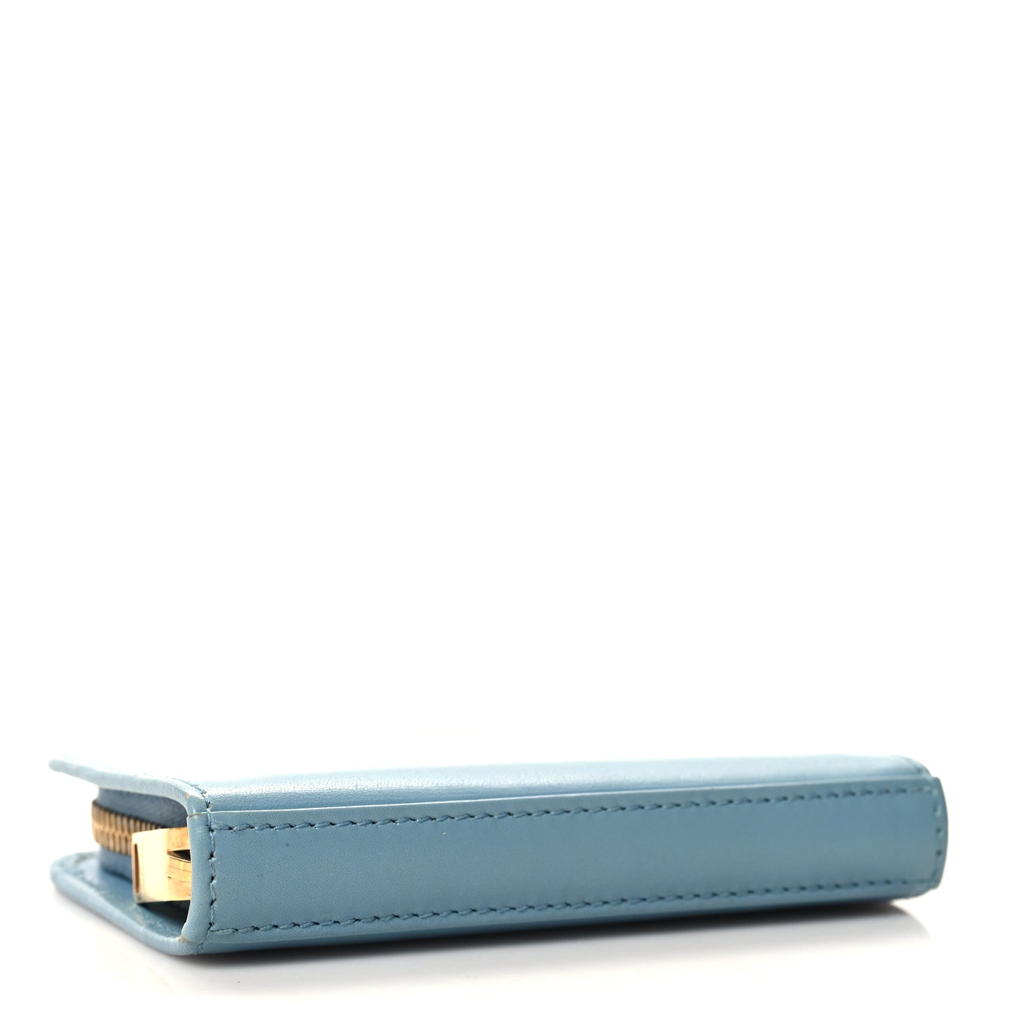 SAINT LAURENT Grained Calfskin Rive Gauche Compact Zip Around Wallet Blue