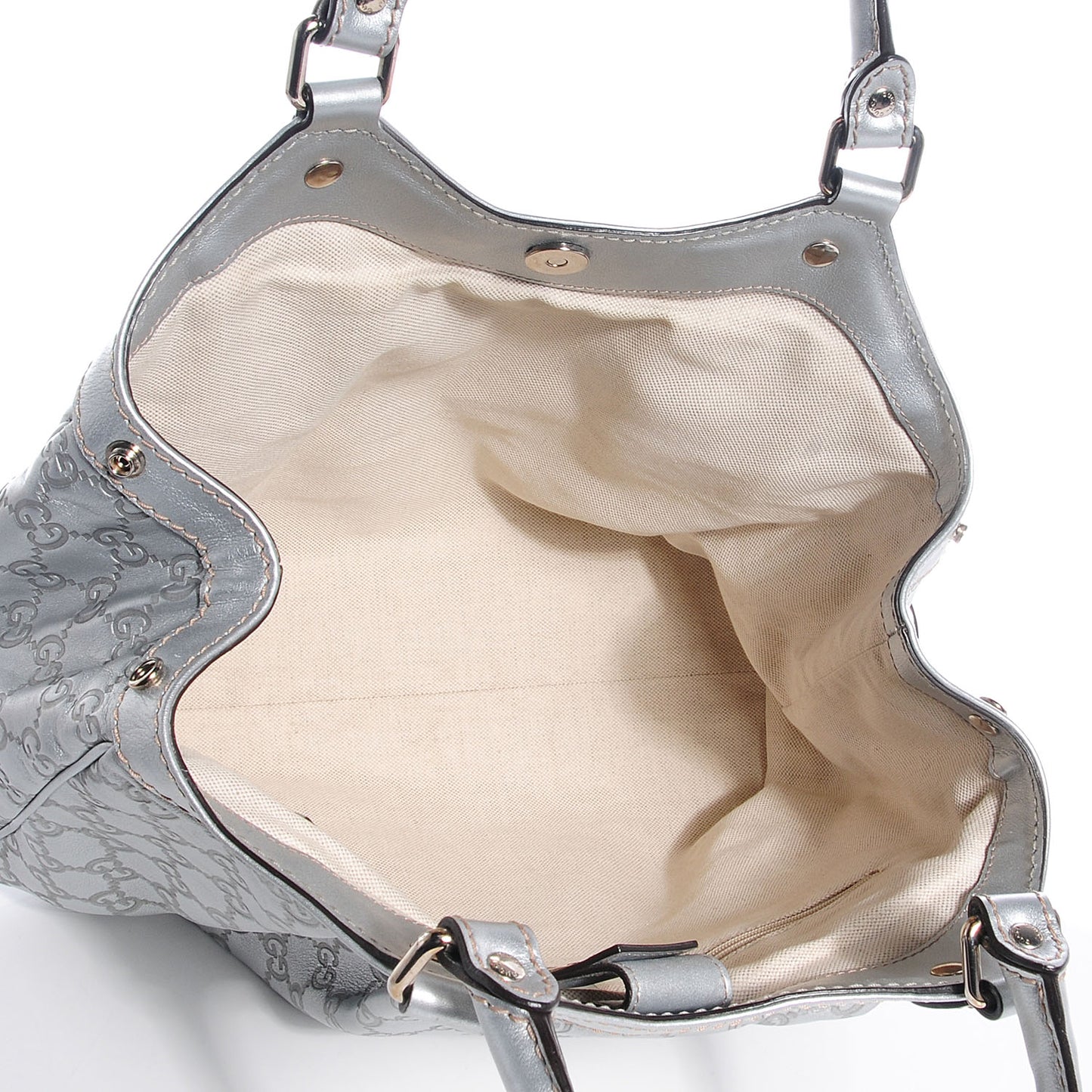 Guccissima Medium Sukey Tote Silver