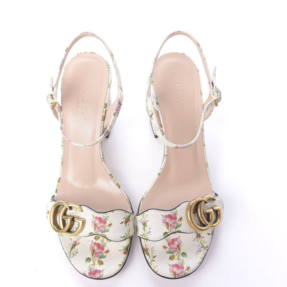 Gucci Calfskin Rose Print GG Marmont Ankle Wrap 75mm Sandals 36 Multicolor 6 of 10