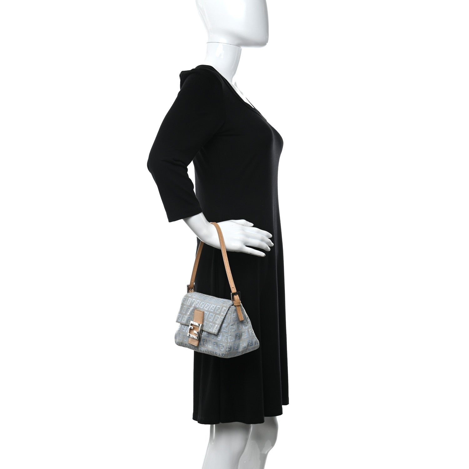 Fendi Zucchino Mini Mama Baguette Blue 2 of 9