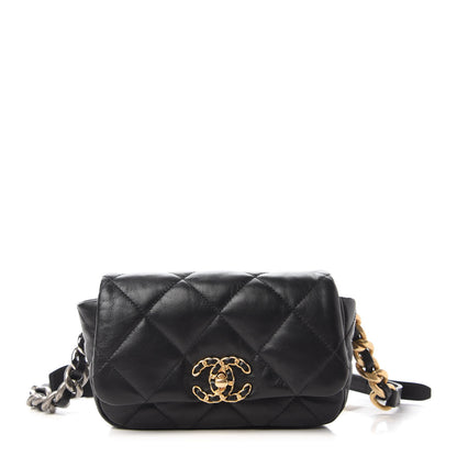 Chanel Goatskin Quilted Chanel 19 Waist Bag Black 1 of 11