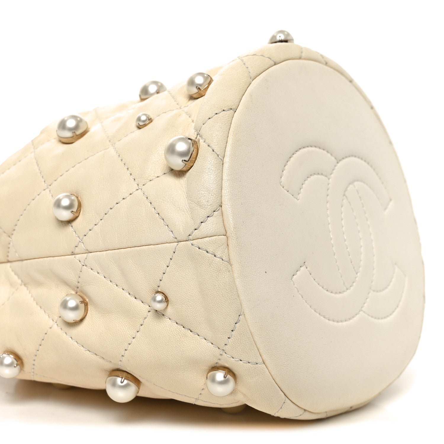Chanel Lambskin Quilted Pearl Mini About Pearls Drawstring Bag White 9 of 10
