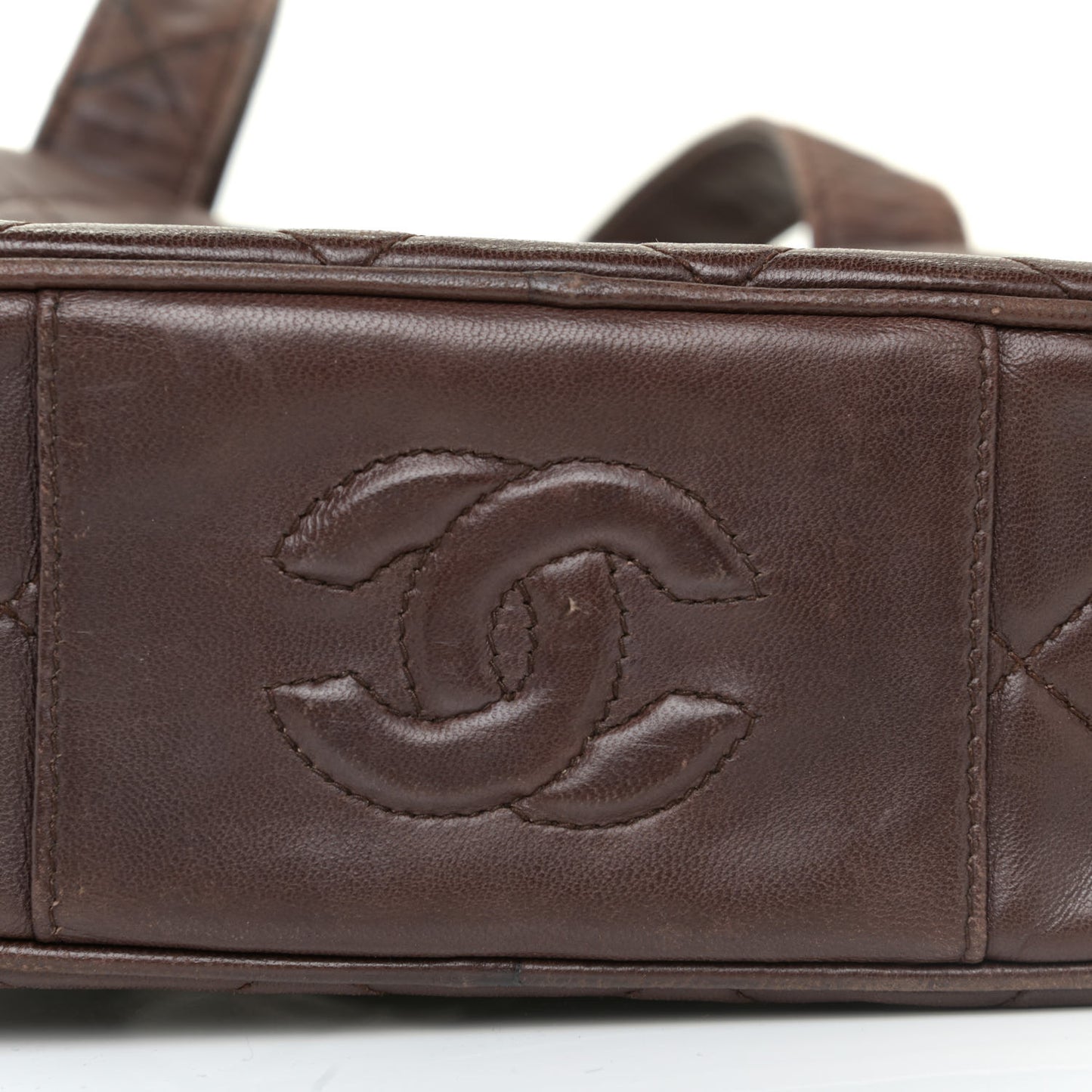 Lambskin Quilted Shoulder Bag Brown
