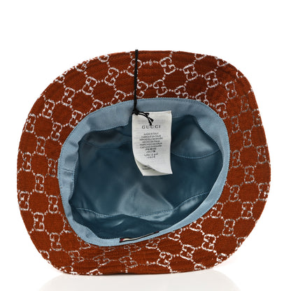 Gucci Canvas Lame GG Monogram Bucket Hat S Burnt Orange Silver 7 of 8