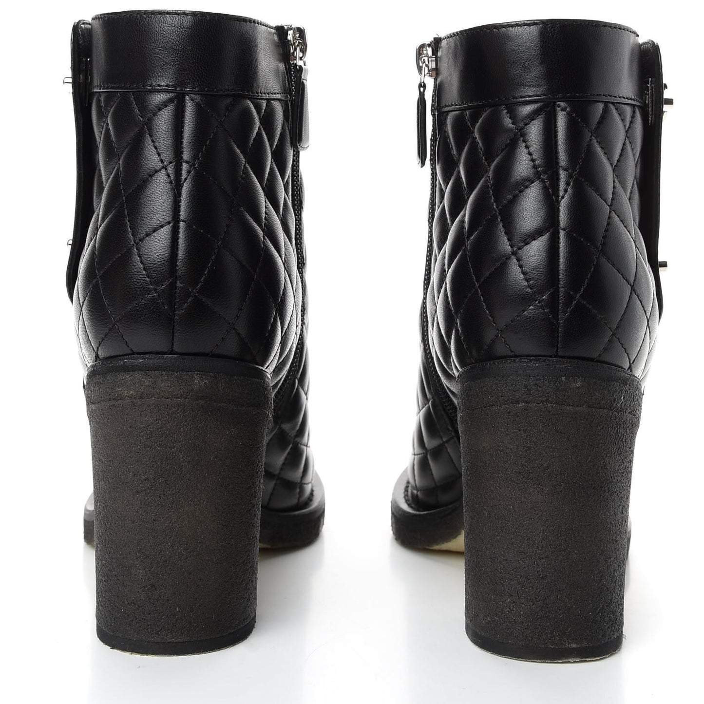 Lambskin Quilted Turnlock Boots 38.5 Black