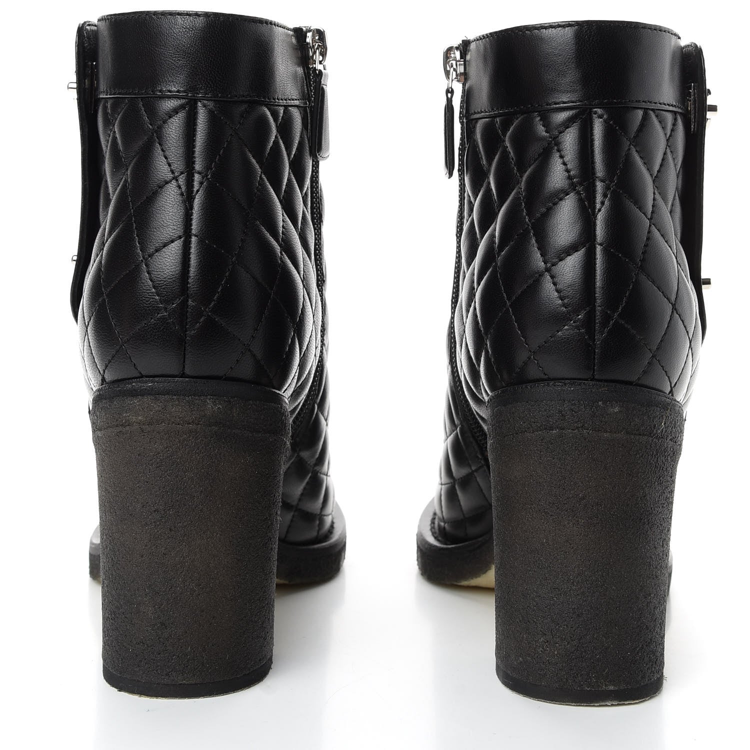 Chanel Lambskin Quilted Turnlock Boots 38.5 Black 6 of 9
