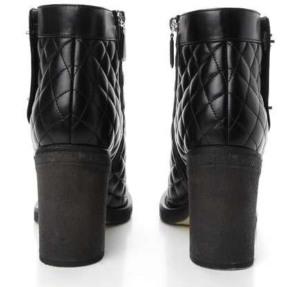 Chanel Lambskin Quilted Turnlock Boots 38.5 Black 6 of 9