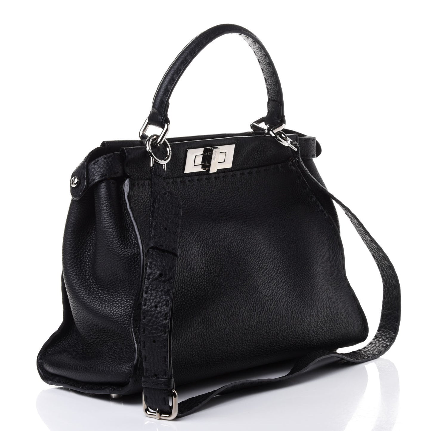 Cuoio Romano Selleria Bi-Color Medium Peekaboo Iconic Satchel Black Mou