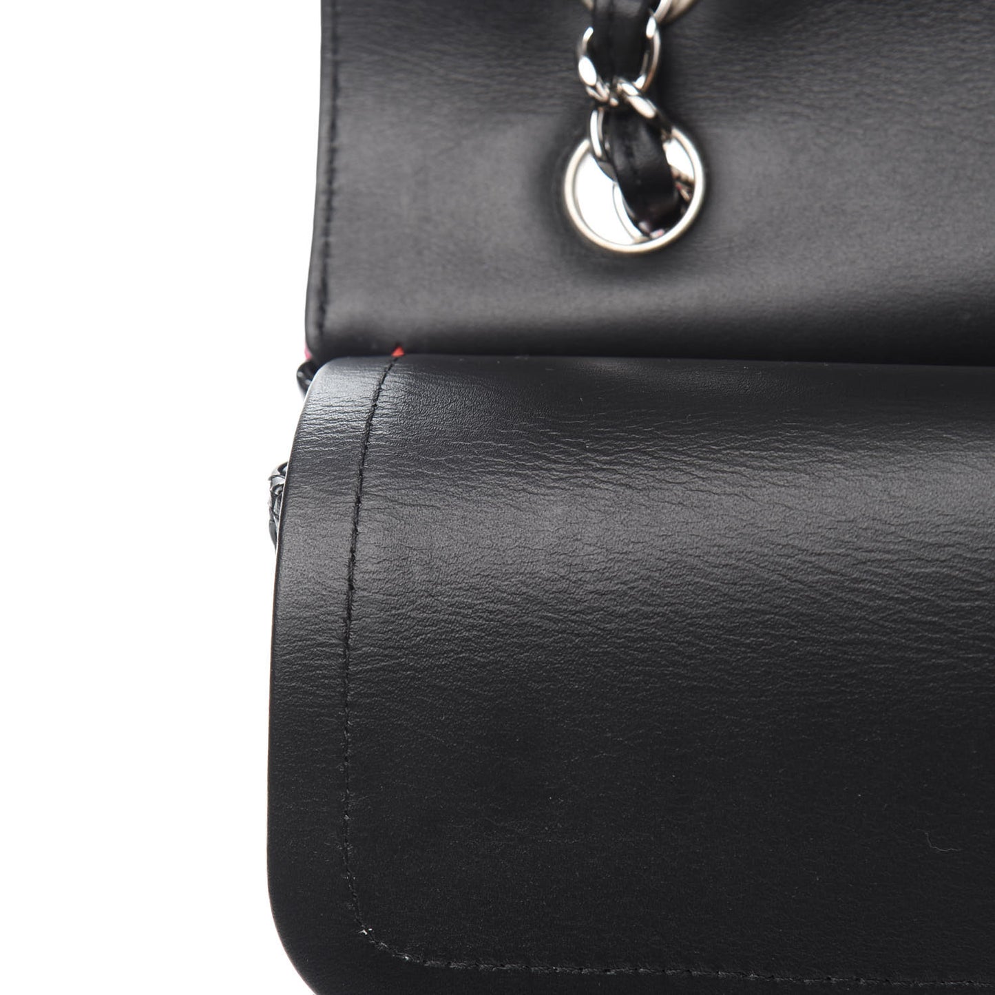 Patent Calfskin Quilted Bi-Color Medium Double Flap Pink Black