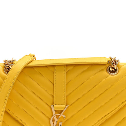 Saint Laurent Lambskin Matelasse Chevron Medium Monogram Satchel Mimosa 8 of 17