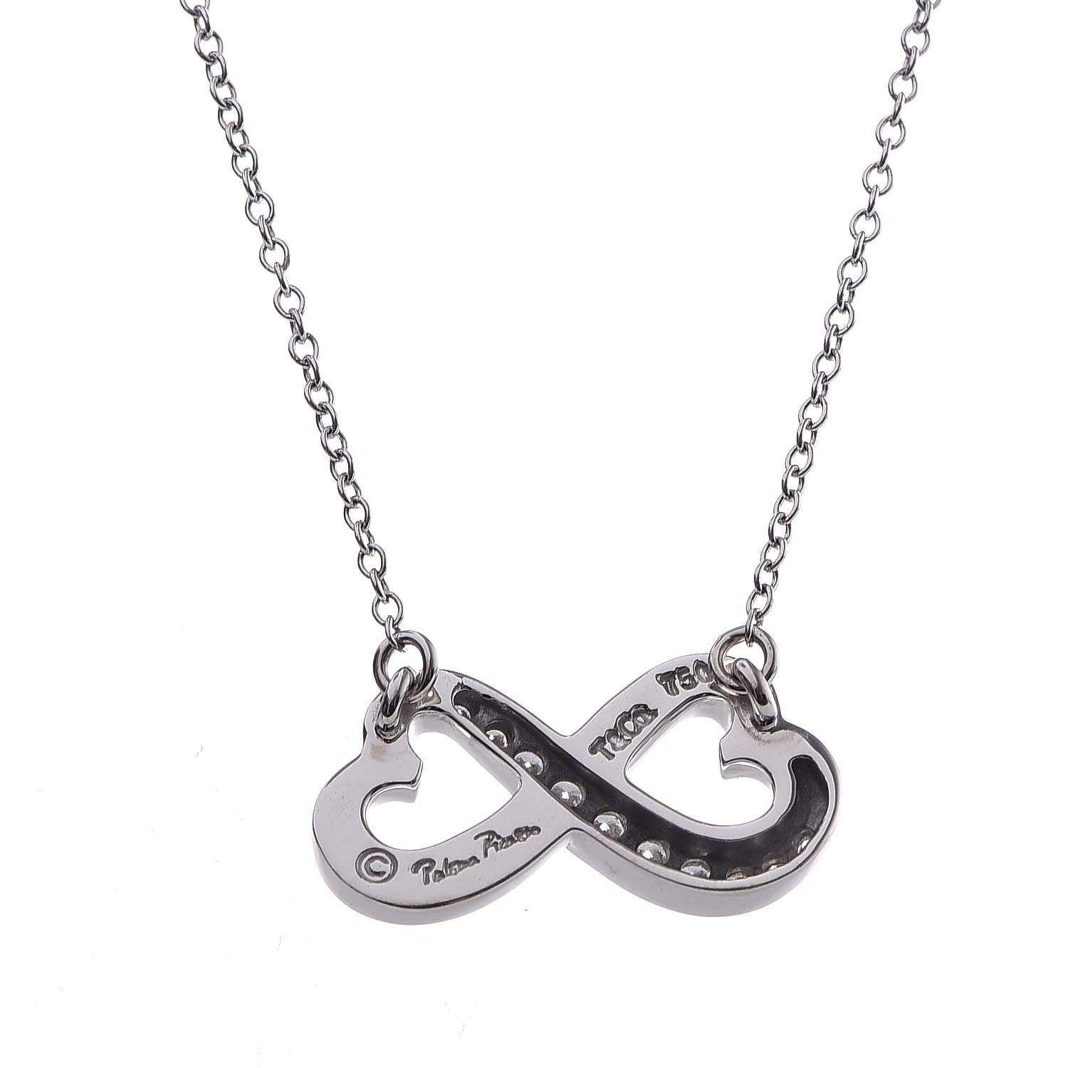 Tiffany 18K White Gold Diamond Paloma Picasso Double Loving Heart Necklace 5 of 7
