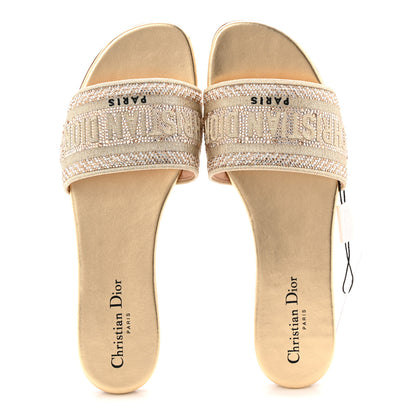 Christian Dior Cotton Strass Embroidered Dway Slide Sandals  40 Gold 2 of 10