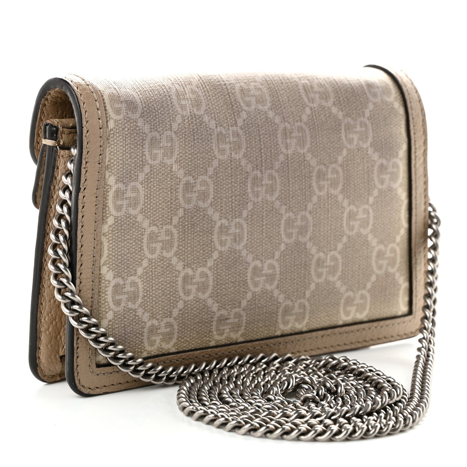 Gucci GG Supreme Monogram Textured Dollar Calfskin Super Mini Dionysus Shoulder Bag Beige Mystic White Oatmeal 3 of 12