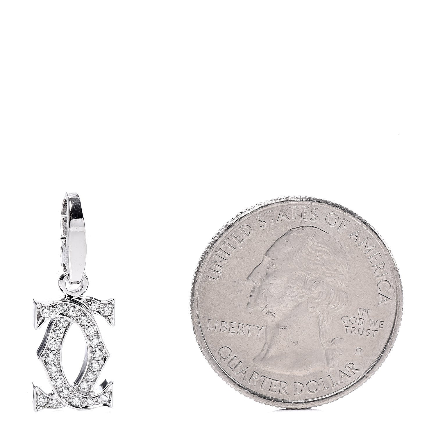 Cartier 18K White Gold Diamond Logo Charm 2 of 4
