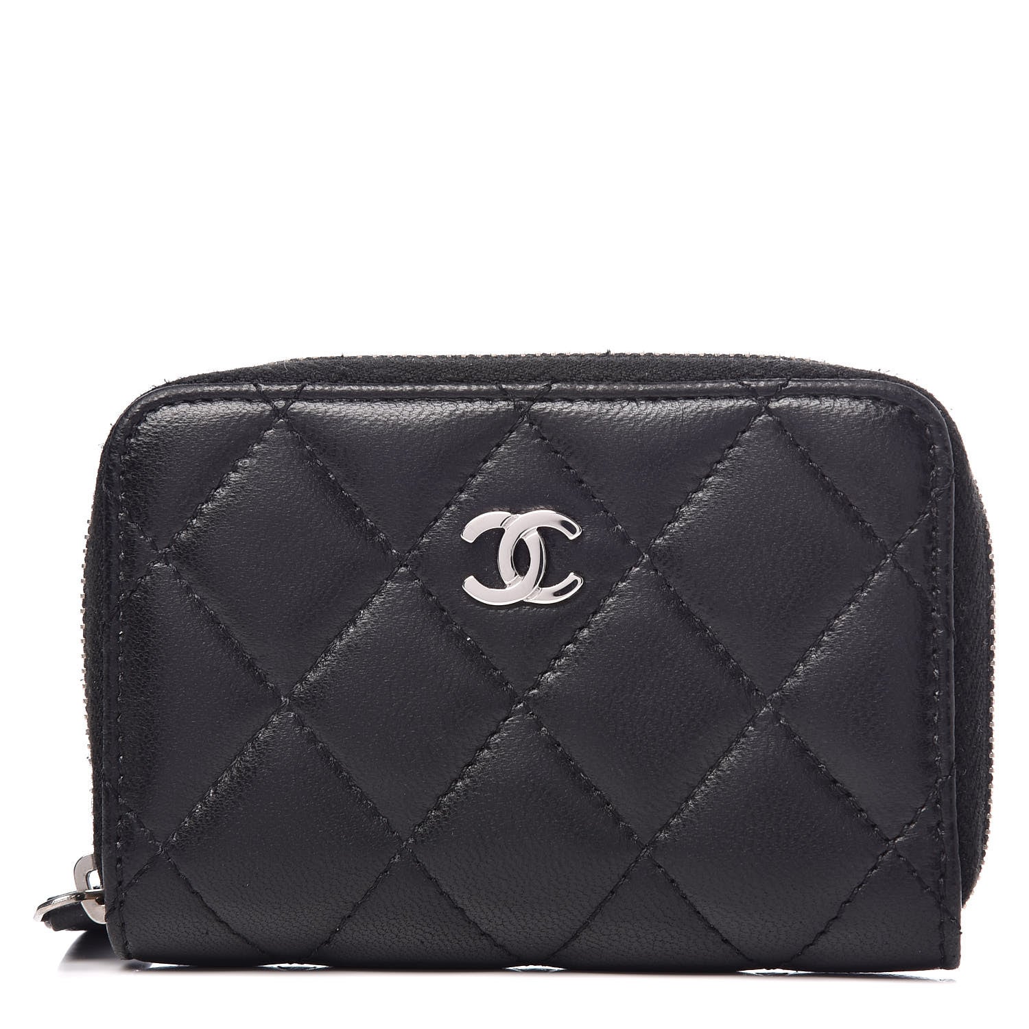 Chanel Lambskin Quilted Zip Coin Purse Black 1 of 7