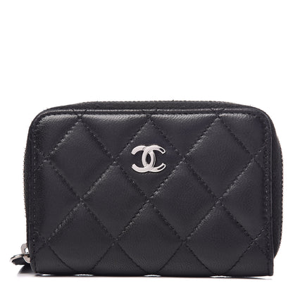 Chanel Lambskin Quilted Zip Coin Purse Black 1 of 7