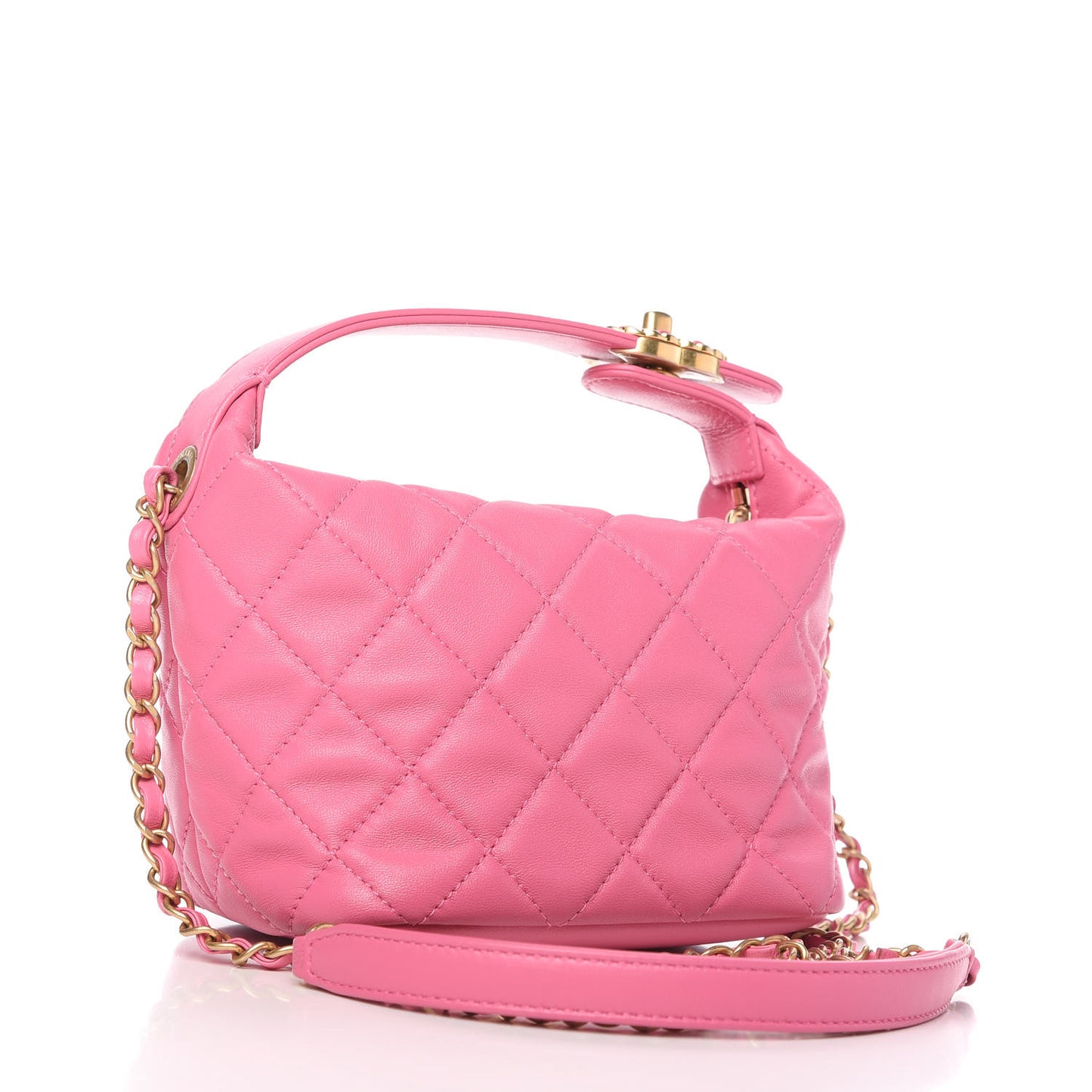Lambskin Quilted Small Perfect Meeting Hobo Pink