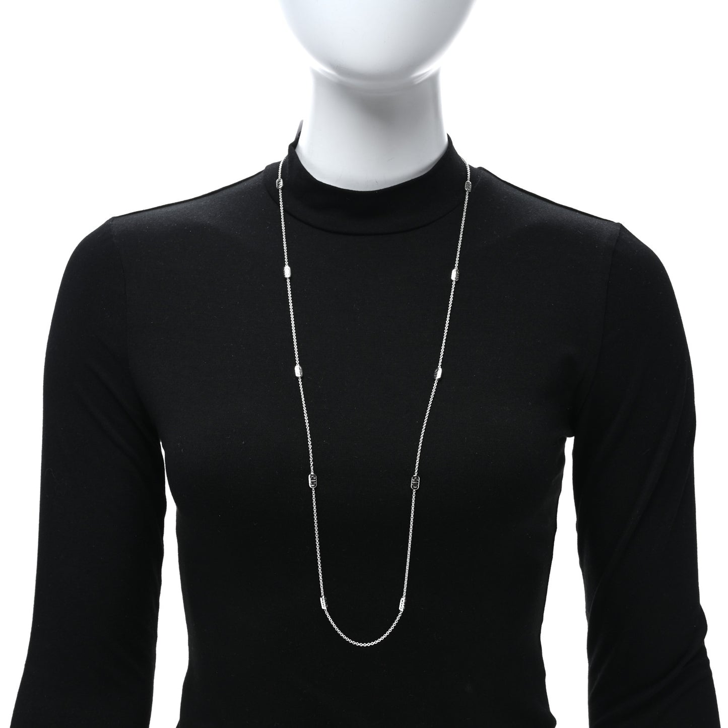 18K White Gold Parentesi Station Necklace 36"