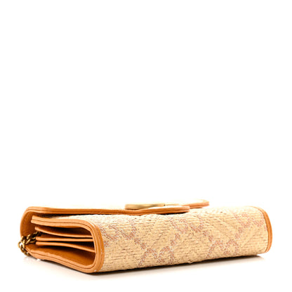 Gucci Raffia GG Monogram Matelasse GG Marmont Chain Wallet Natural Beige Off White Sun Oil 4 of 11