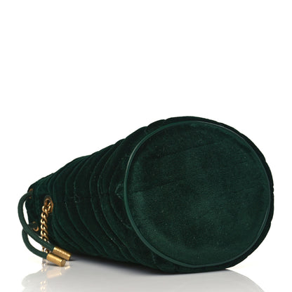 Gucci Velvet Matelasse Mini GG Marmont 2.0 Bucket Bag Dark Green 4 of 10