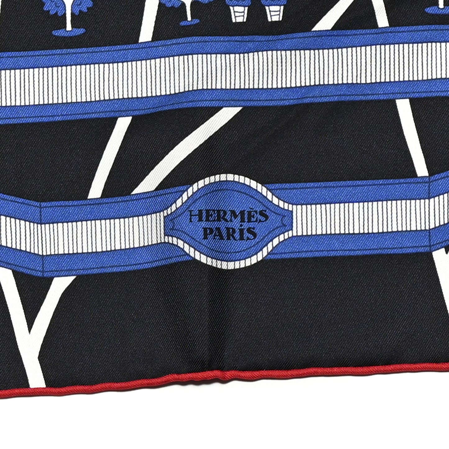 Silk Les Nouveaux Amoureux de Paris Scarf 90 Bleu Black Rouge White
