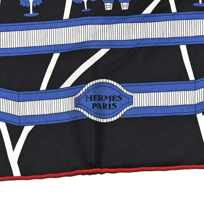 Hermes Silk Les Nouveaux Amoureux de Paris Scarf 90 Bleu Black Rouge White 2 of 6