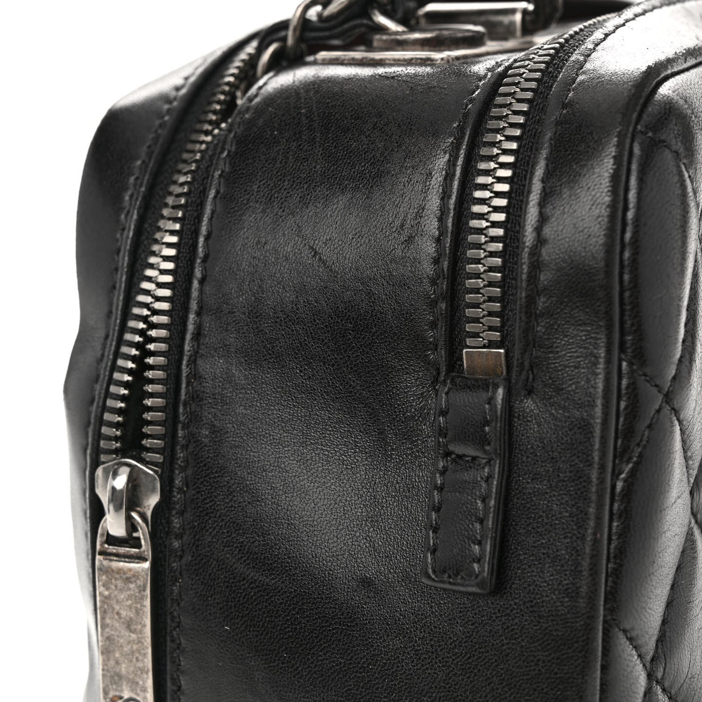 Lambskin Quilted Medium Trendy CC Bowling Bag Black