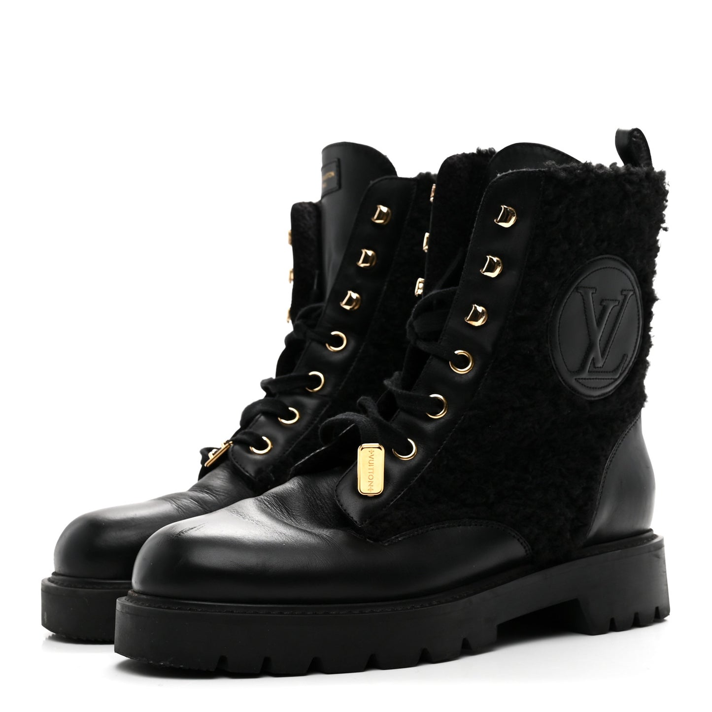 Shearling Calfskin Territory Ranger Combat Boots 41 Black