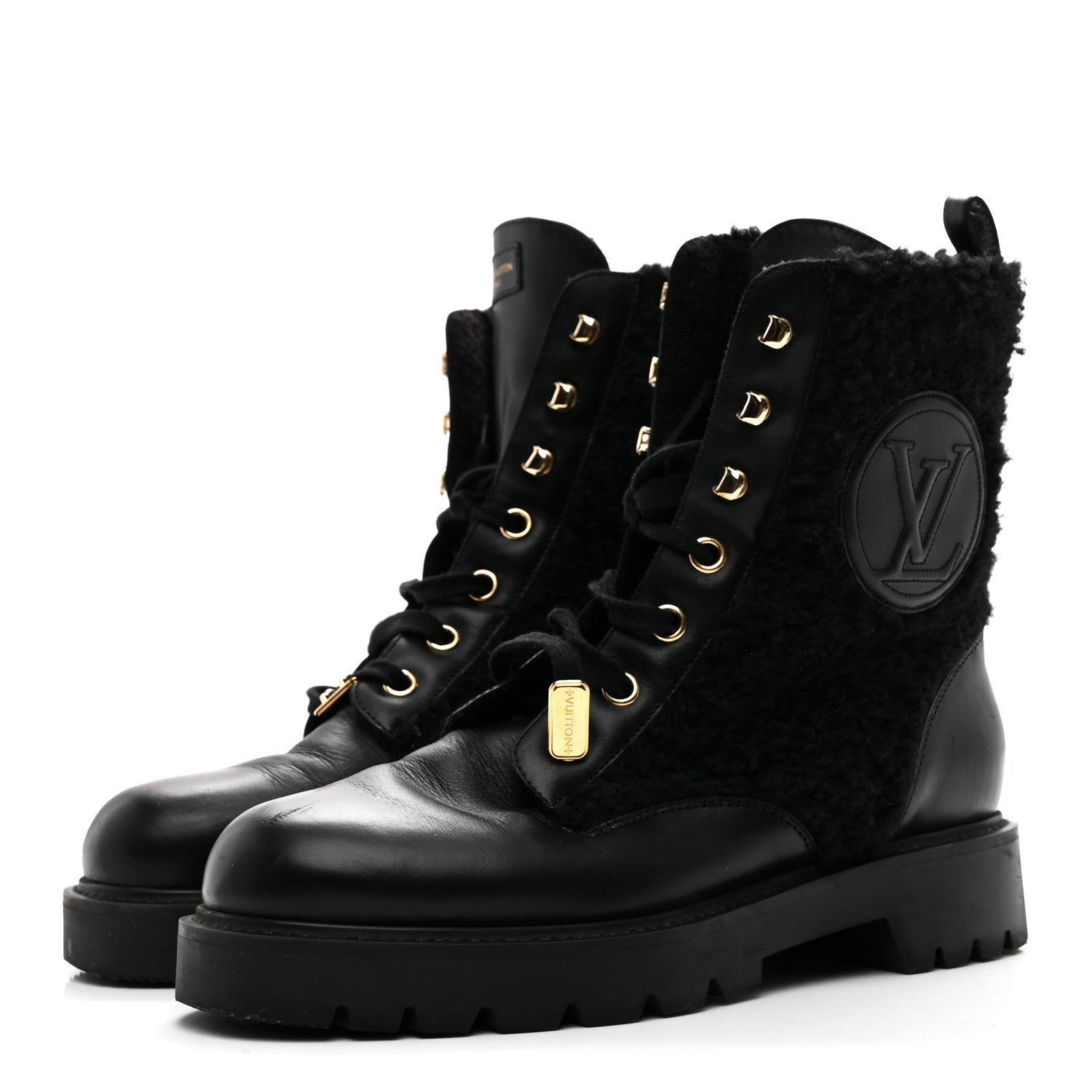 Louis Vuitton Shearling Calfskin Territory Ranger Combat Boots 41 Black 4 of 9