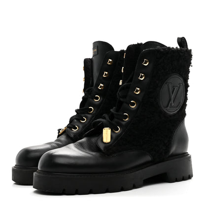 Louis Vuitton Shearling Calfskin Territory Ranger Combat Boots 41 Black 4 of 9