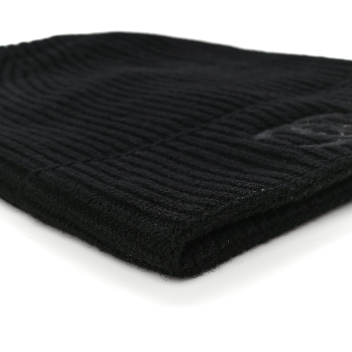 Wool Cashmere CC Beanie Hat Light Black White