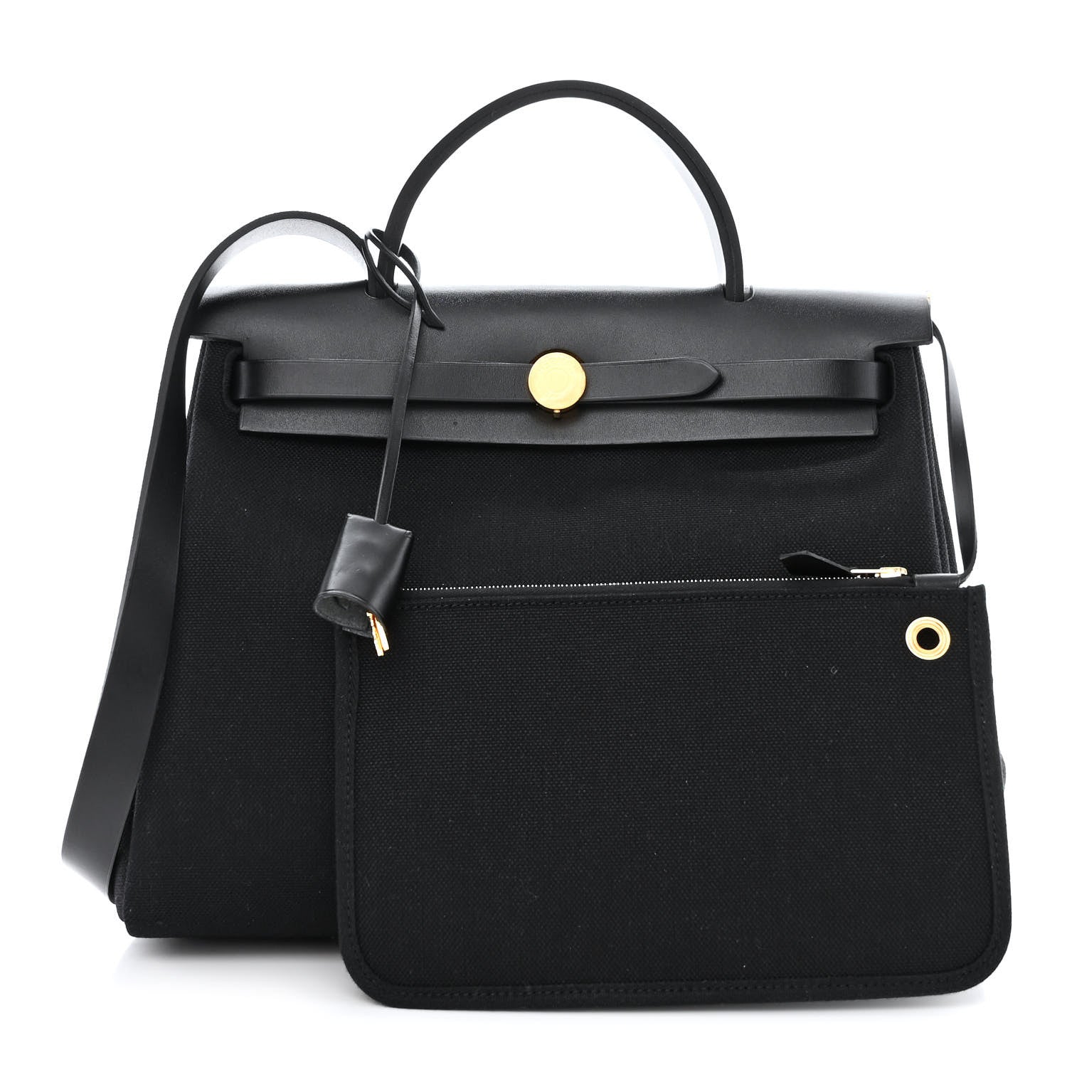 Hermes Military Toile Vache Hunter Herbag Zip PM 31 Black 1 of 13