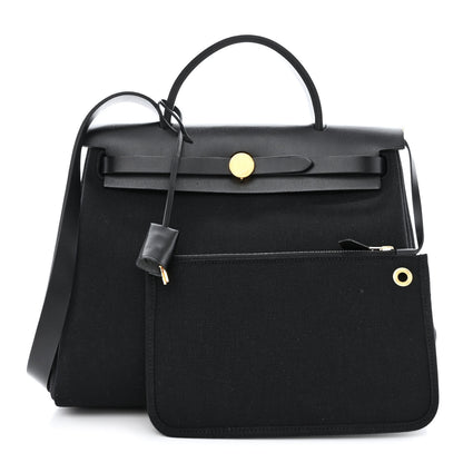 Hermes Military Toile Vache Hunter Herbag Zip PM 31 Black 1 of 13
