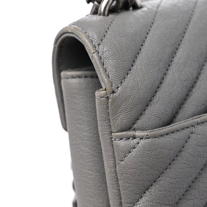 Saint Laurent Sheepskin Matelasse Chevron Monogram Medium College Bag Granite 16 of 16