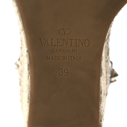 Valentino Garavani Denim Rockstud Ankle Strap Espadrille 15/105mm Wedge Sandals 39 Light Denim 7 of 9