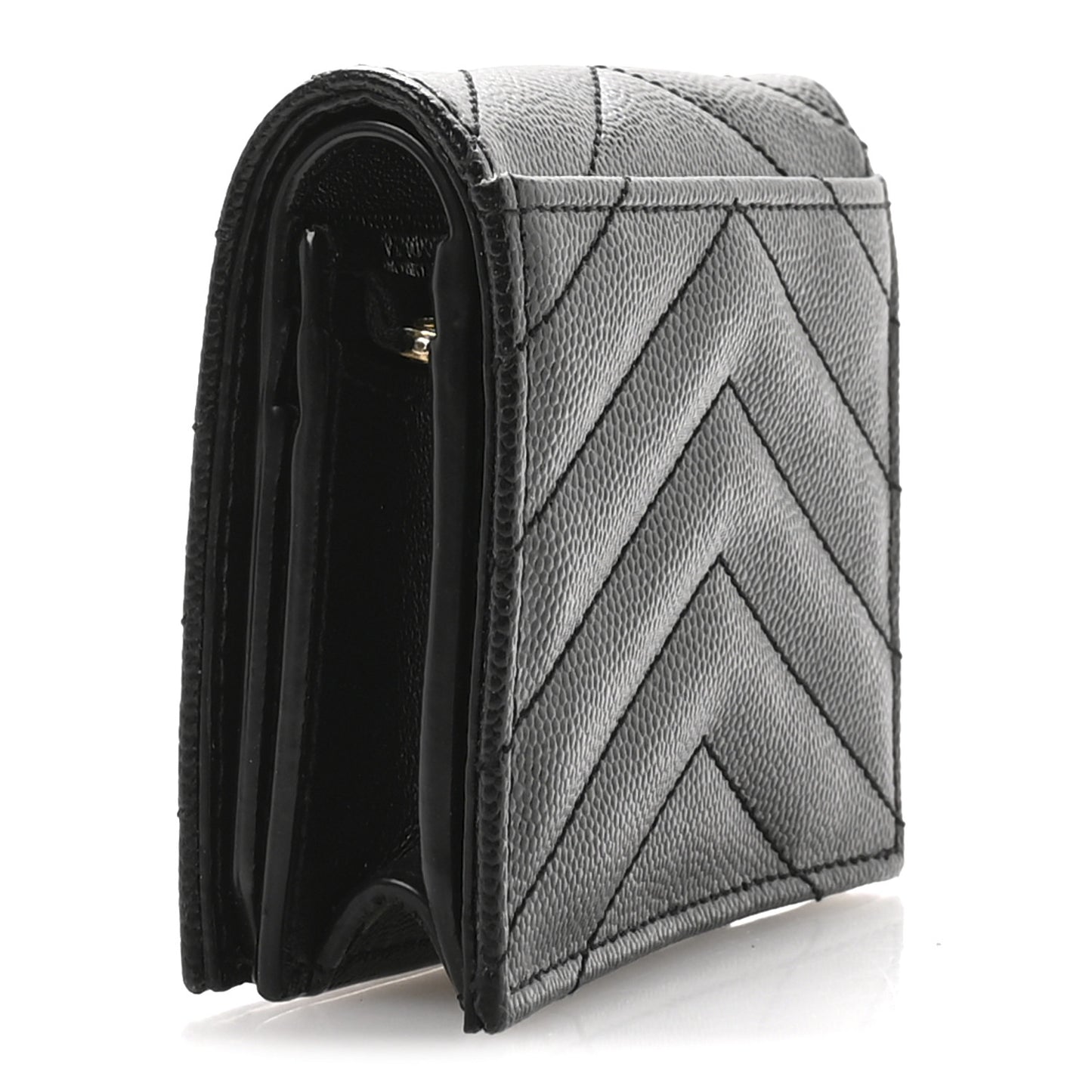 Grain De Poudre Matelasse Chevron Monogram Flap Card Case Black