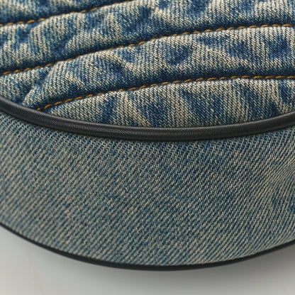Saint Laurent Denim Quilted Monogram Round Crossbody Bag Rodeo Blue 9 of 11