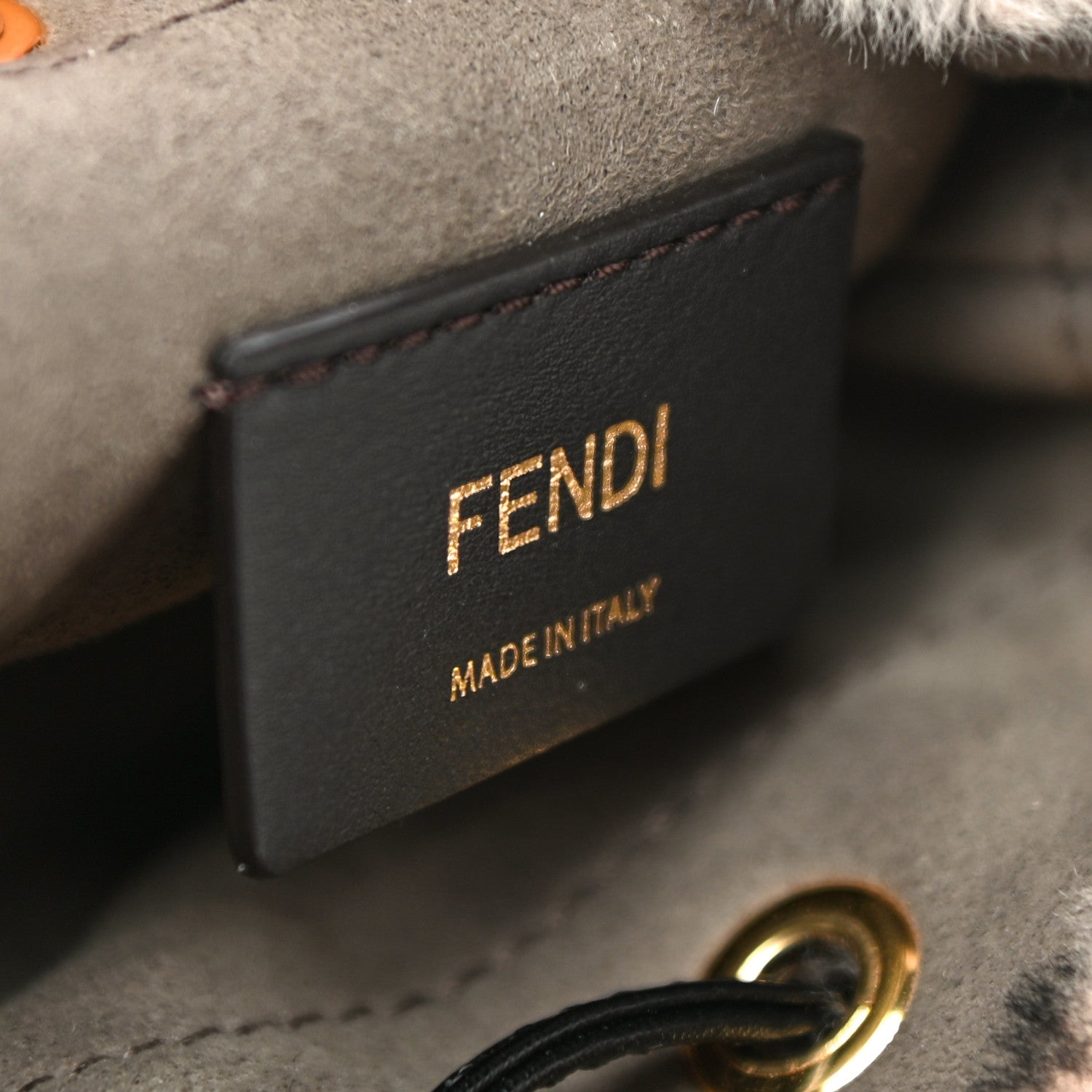 Fendi Shearling F is Fendi Macro FF 1974 Diagonal Mini Mon Tresor Bucket Bag Light Rose Black 6 of 10