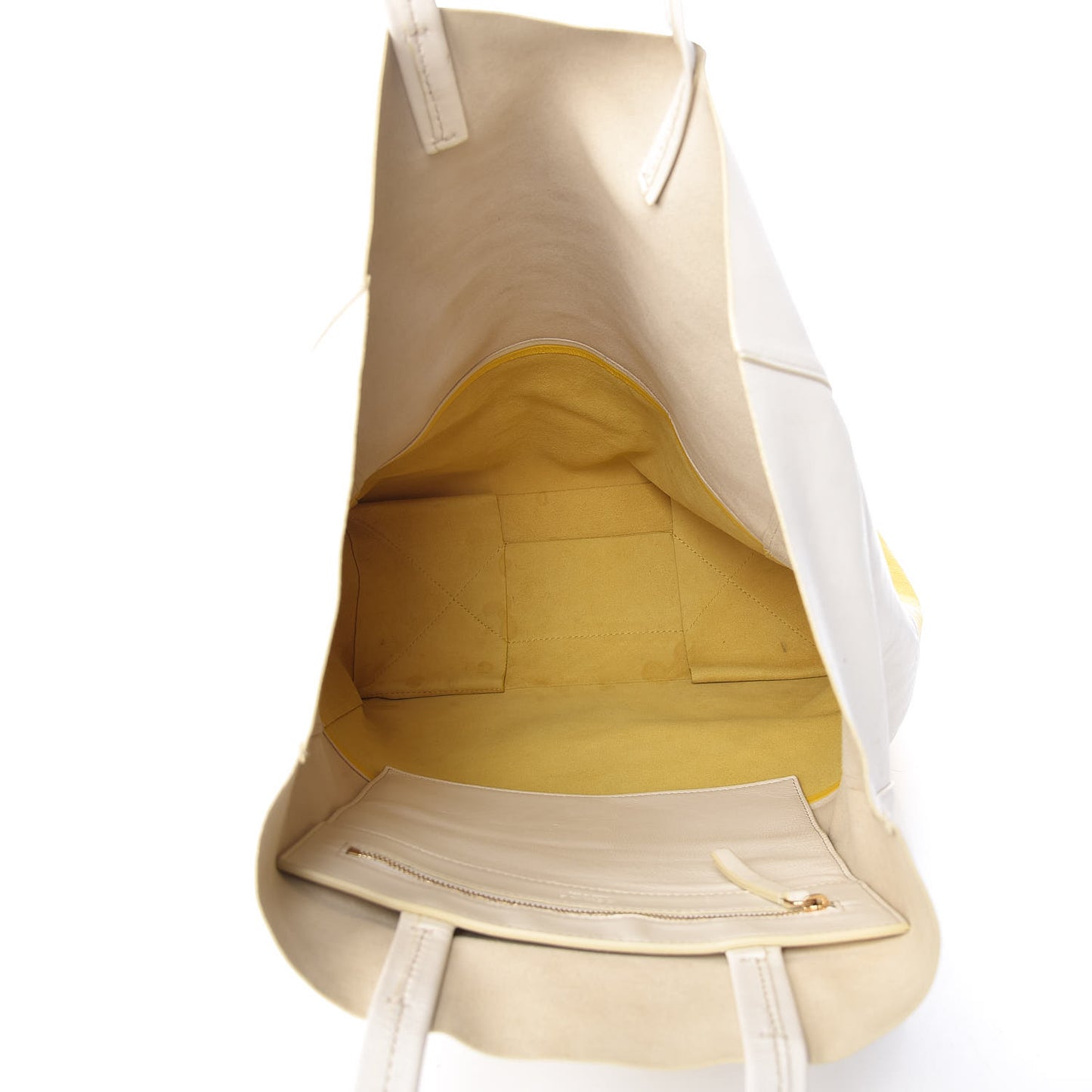 Lambskin Vertical Bi-Cabas White Sun Yellow