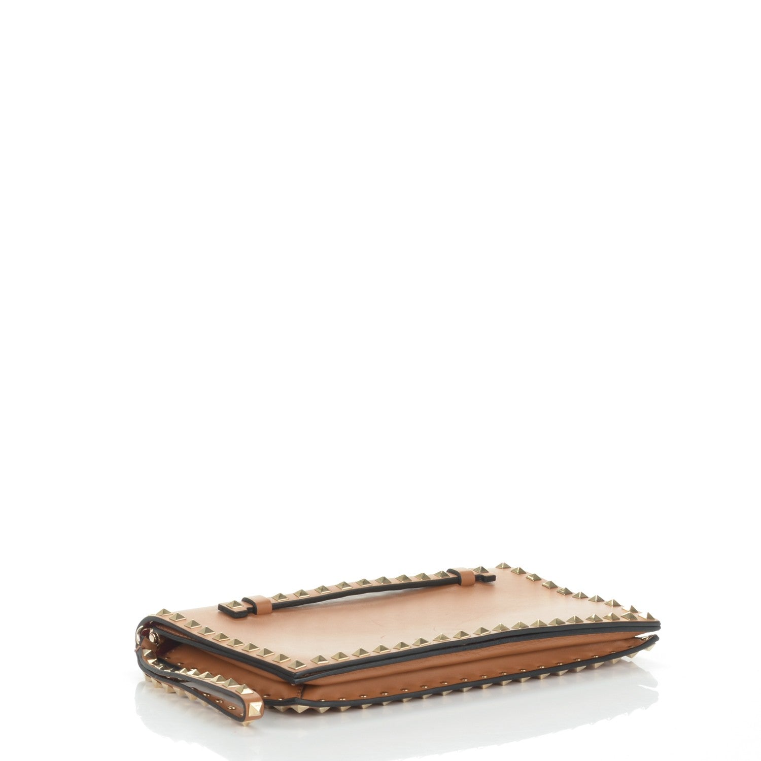 Valentino Garavani Nappa Rockstud Wristlet Clutch Camel 4 of 8