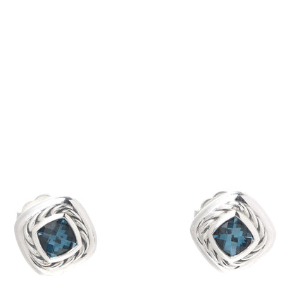 David Yurman Sterling Silver Hampton Blue Topaz 5mm Cable Classics Stud Earrings 1 of 5