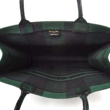 Christian Dior Canvas Embroidered Checkered Book Tote Black Green 5 of 11