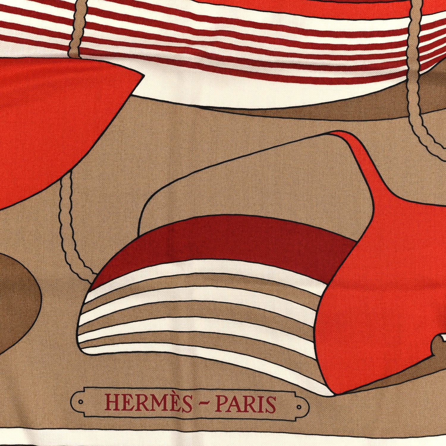 Hermes Cashmere Silk Thalassa Shawl 140 Beige Dore Rouge Brique 2 of 3